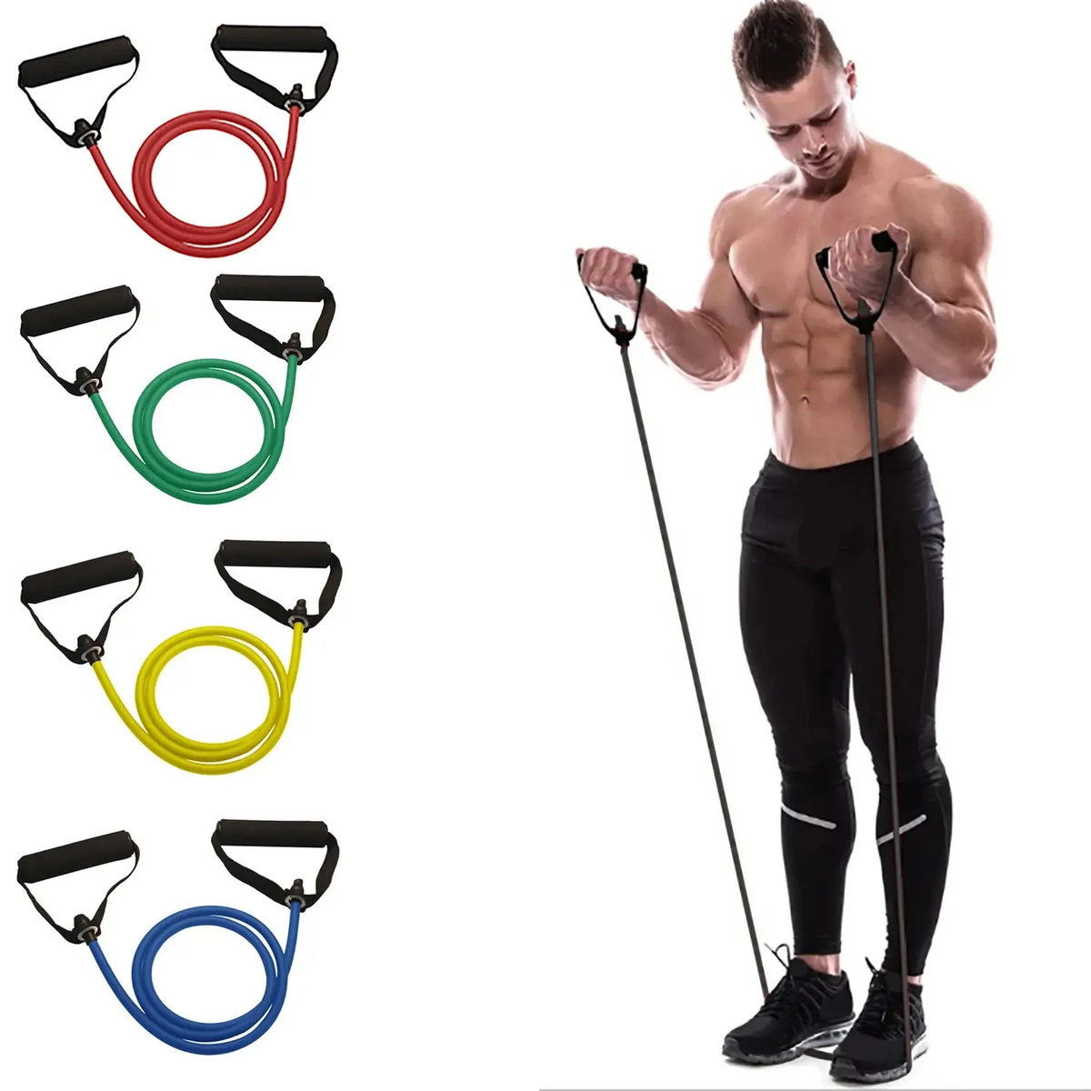 Premium Resistance Bands with Handles – Color-Coded Exercise Tubes for Strength Training, Home Workouts, and Fitness