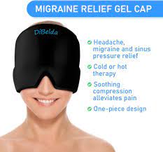 Cold Gel Cap for Migraine, Headache & Sinus Relief | 360° Hot & Cold Therapy Ice Hat | Light-Blocking & Reusable Gel Wrap