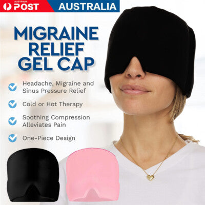 Cold Gel Cap for Migraine, Headache & Sinus Relief | 360° Hot & Cold Therapy Ice Hat | Light-Blocking & Reusable Gel Wrap