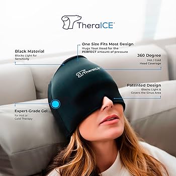 Cold Gel Cap for Migraine, Headache & Sinus Relief | 360° Hot & Cold Therapy Ice Hat | Light-Blocking & Reusable Gel Wrap